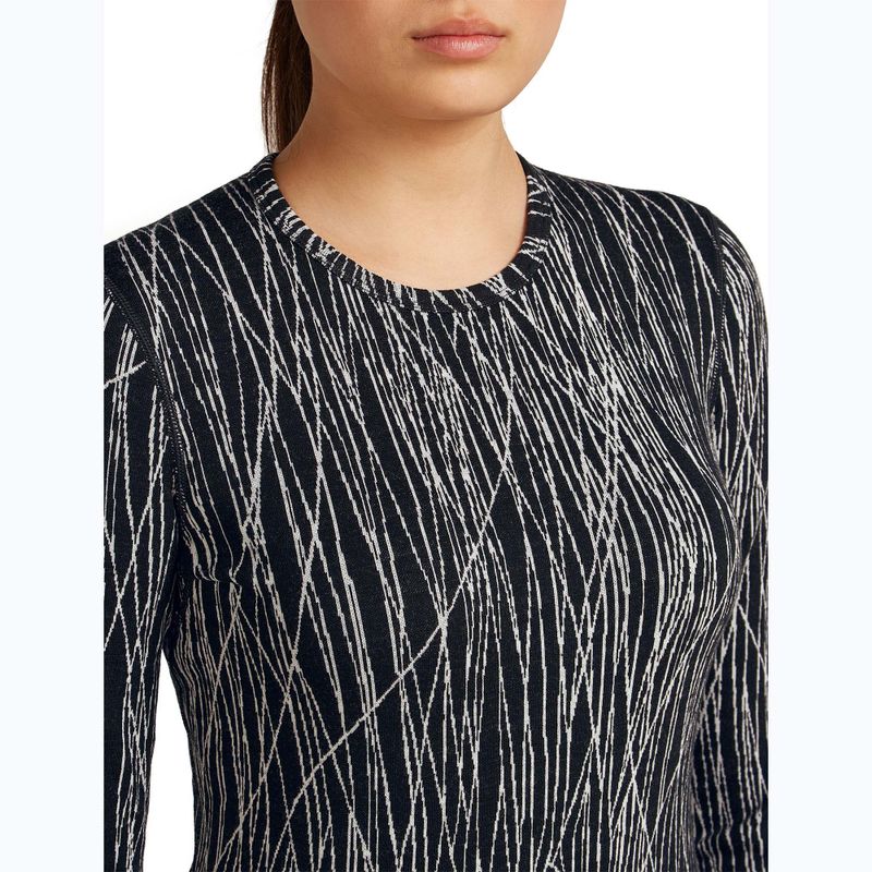 Longsleeve de trekking pentru femei Icebreaker Merino 260 Tech Vertex Crewe Delta Lines AOP black/snow/j 5