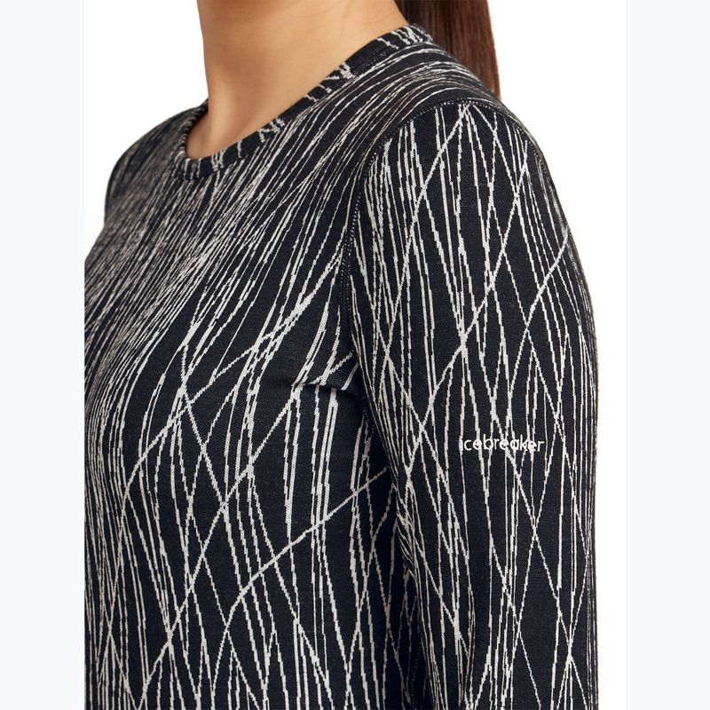 Longsleeve de trekking pentru femei Icebreaker Merino 260 Tech Vertex Crewe Delta Lines AOP black/snow/j 6