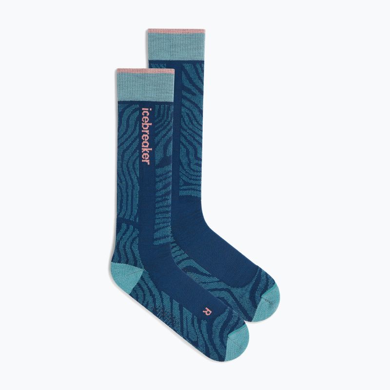 Șosete de schi pentru femei Icebreaker Merino Ski+ Light OTC Mountain Contour atlantis/hydro/acid pink 2
