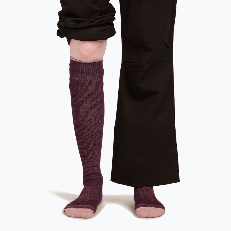 Șosete de schi pentru femei icebreaker Merino Ski+ Medium OTC Mountain Contour java/blush/summit 3