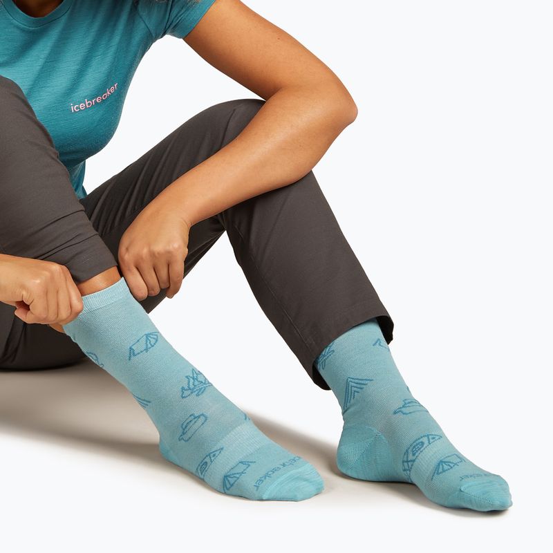 Șosete pentru femei icebreaker Merino Ultralight Crew Camp Ess hydro/topaz 3