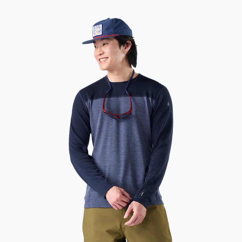 Bluză termoactivă pentru bărbați Smartwool Classic Thermal Merino Base Layer Colorblock Crew Boxed deep navy/nightfall
