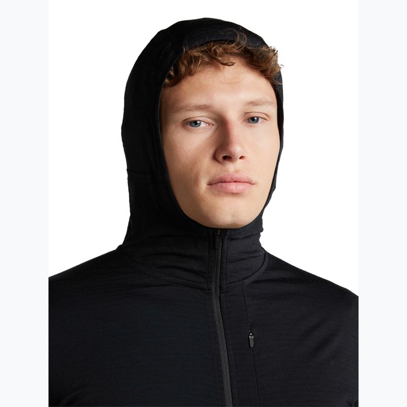 Bluză de trekking pentru bărbați Icebreaker Merino 200 Realfleece Descender Half Zip Hoodie black 6
