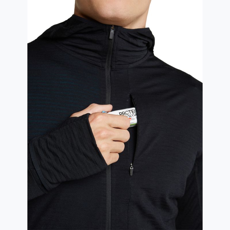 Bluză de trekking pentru bărbați Icebreaker Merino 200 Realfleece Descender Half Zip Hoodie black 7