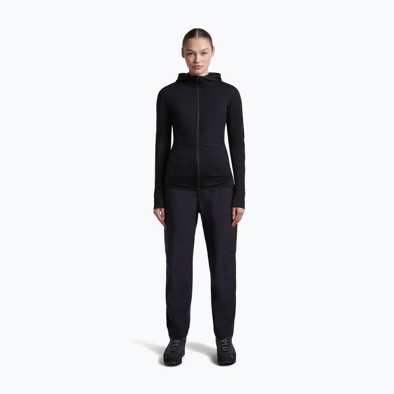 Bluză de trekking pentru femei Icebreaker Merino 200 Realfleece Descender Half Zip Hoodie black 4