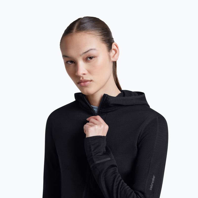 Bluză de trekking pentru femei Icebreaker Merino 200 Realfleece Descender Half Zip Hoodie black 7