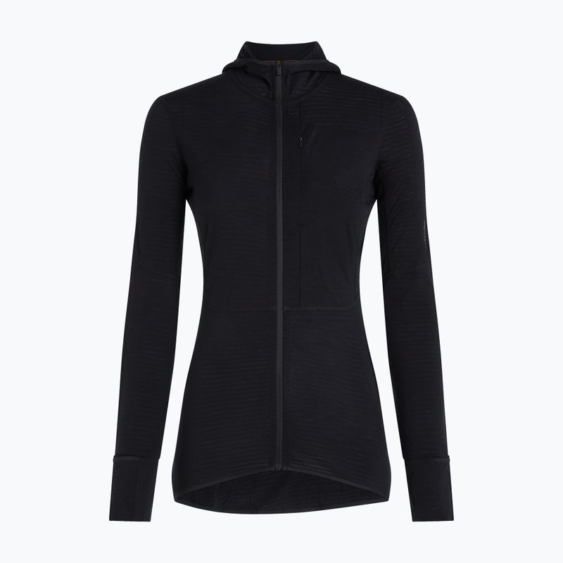 Bluză de trekking pentru femei Icebreaker Merino 200 Realfleece Descender Half Zip Hoodie black 9