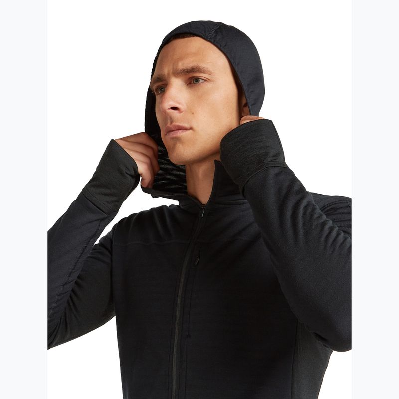 Bluză de trekking pentru bărbați Icebreaker Merino 300 Realfleece Descender Zip Hoodie black 6