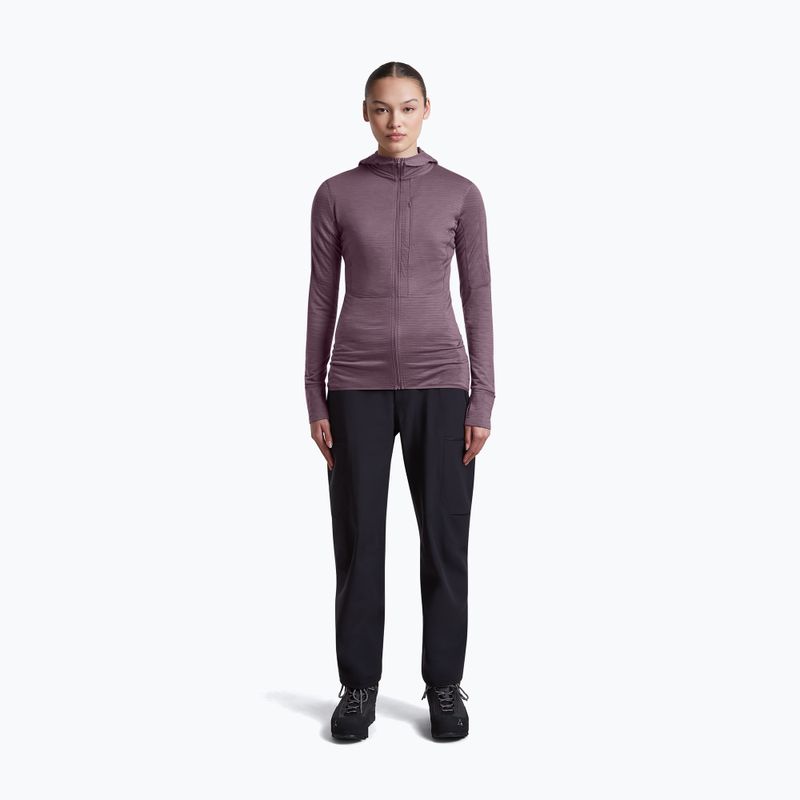 Bluză de trekking pentru femei Icebreaker Merino 200 Realfleece Descender Half Zip Hoodie grey plum 4