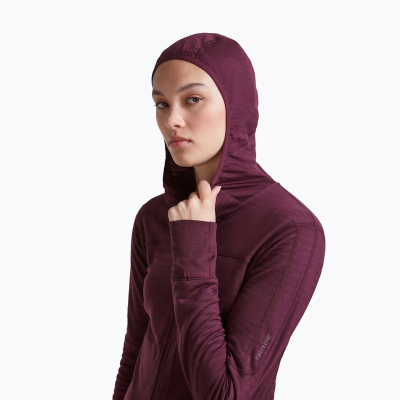 Bluză de trekking pentru femei Icebreaker Merino 300 Realfleece Descender Zip Hoodie dark berry 5