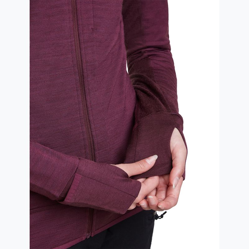 Bluză de trekking pentru femei Icebreaker Merino 300 Realfleece Descender Zip Hoodie dark berry 9