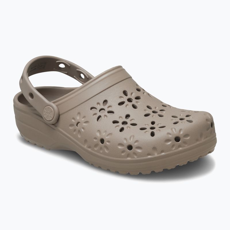Papuci Crocs Classic Floral Cutout Clog taupe