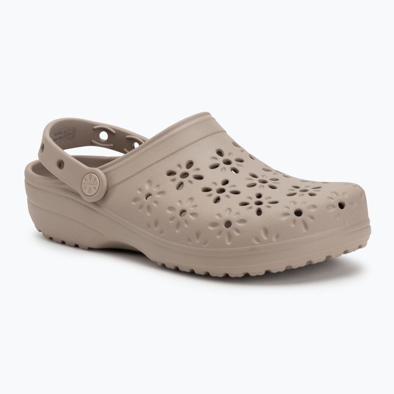 Papuci Crocs Classic Floral Cutout Clog taupe 2