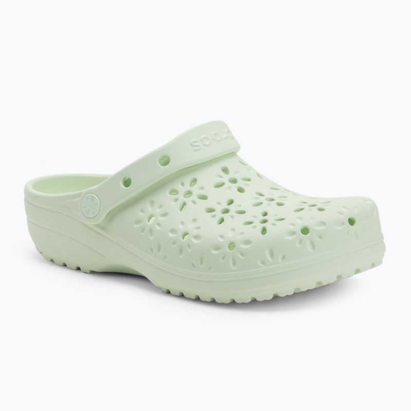 Papuci Crocs Classic Floral Cutout Clog jade tint