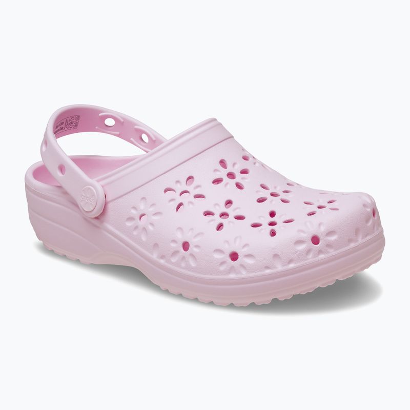 Papuci Crocs Classic Floral Cutout Clog pink milk