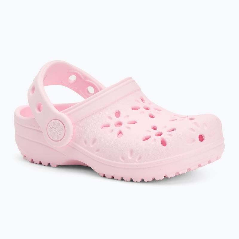 Papuci pentru copii  Crocs Classic Floral Cutout Clog Kids Toddler pink milk 2