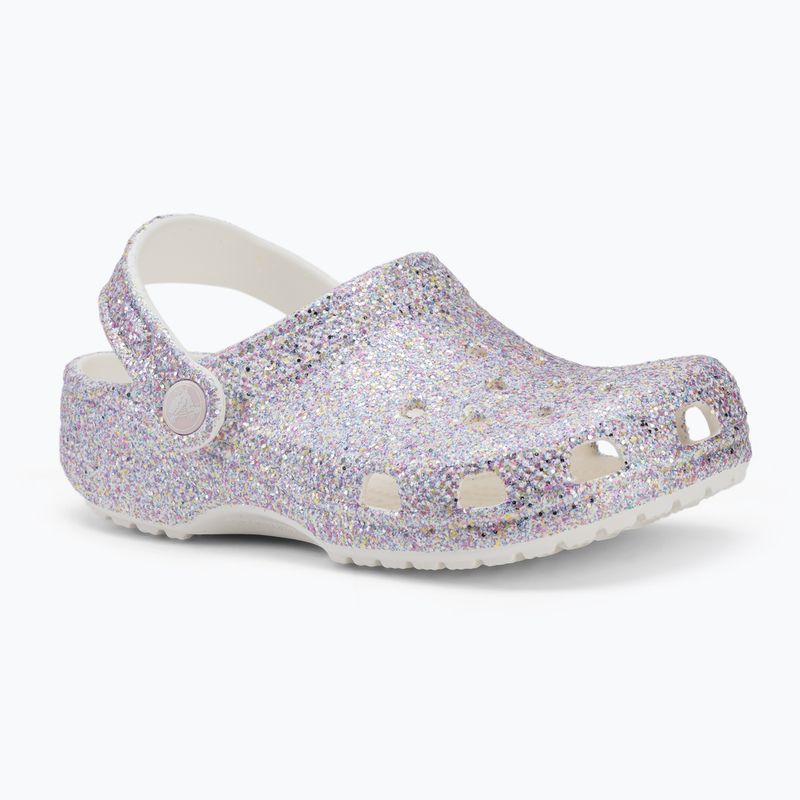 Șlapi pentru copii Crocs Classic Fantasy Glitter white 2