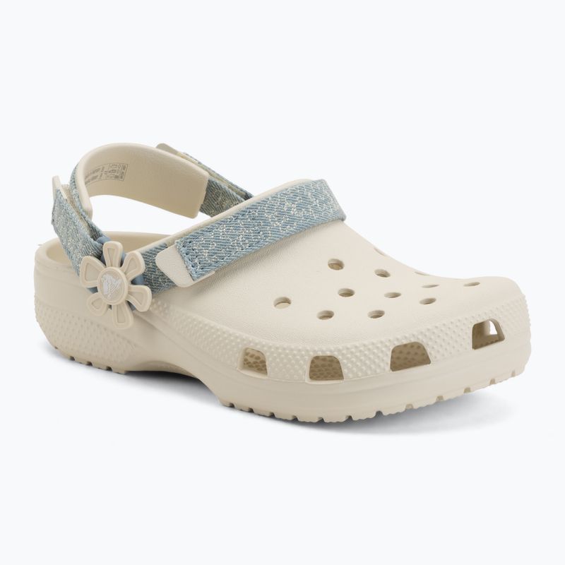 Șlapi pentru copii Crocs Classic Denim Flower Adjustment Backstrap summit white 2