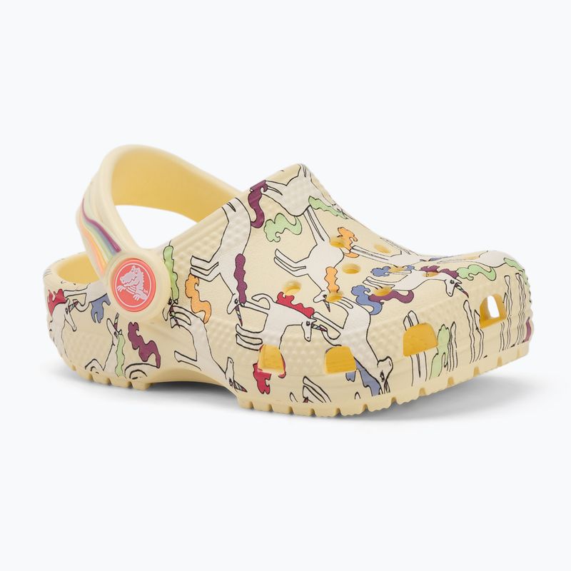 Șlapi pentru copii Crocs Classic Unicorn Graphic yellow light 2