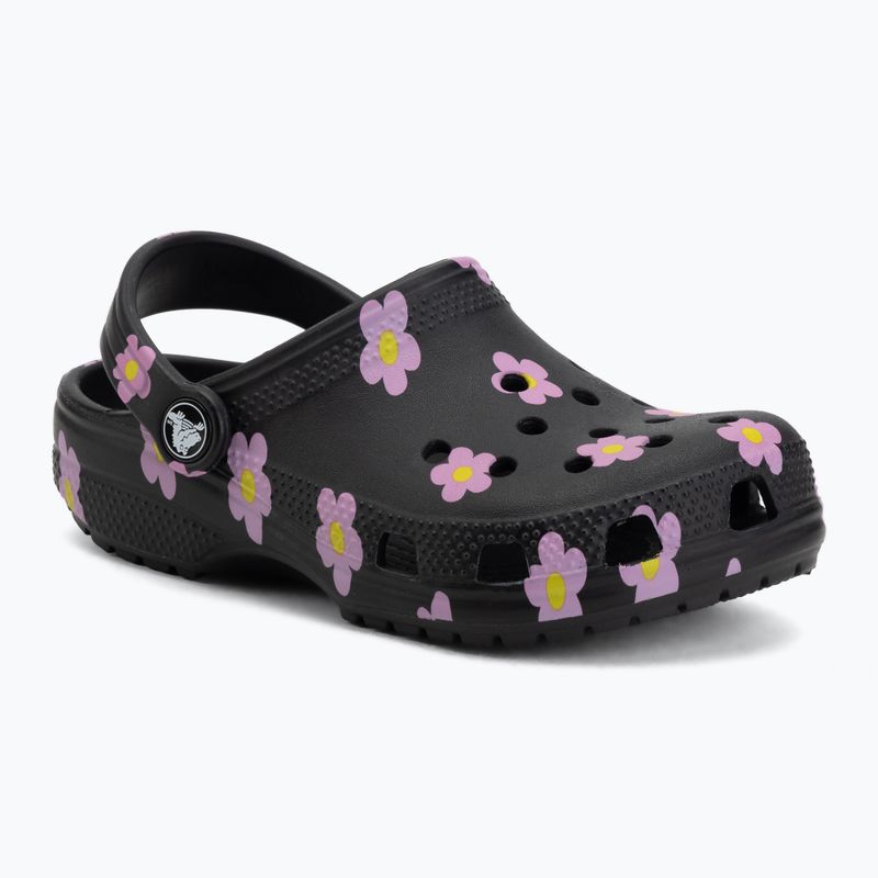 Șlapi pentru copii Crocs Classic Flower black 2
