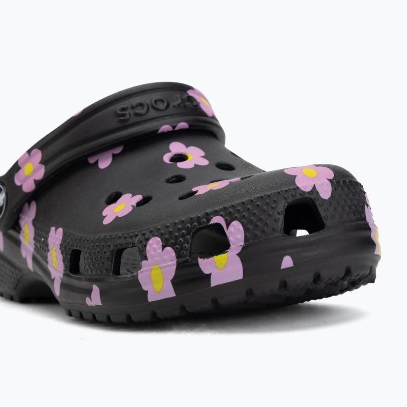 Șlapi pentru copii Crocs Classic Flower black 8