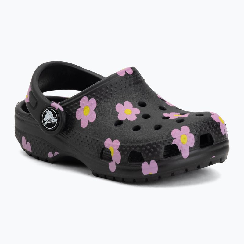 Șlapi pentru copii Crocs Classic Flower 212671 black 2