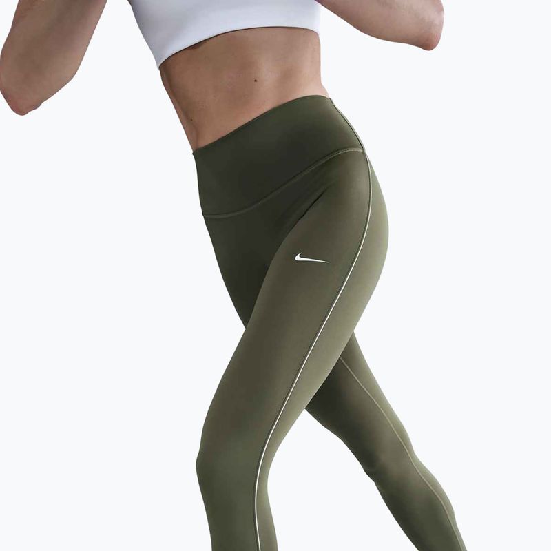 Colanți pentru femei Nike One High-Waisted medium olive/white 3