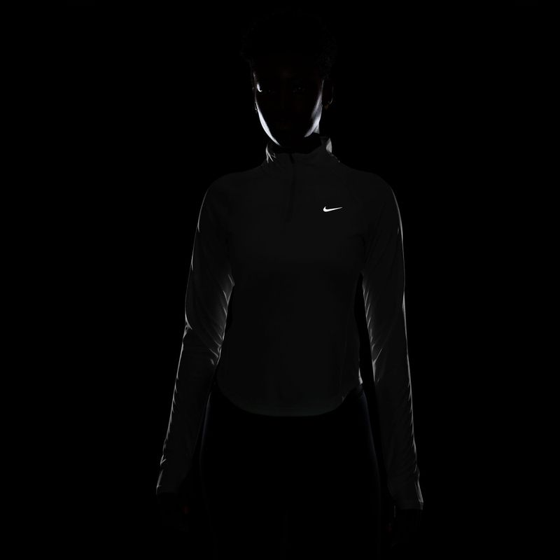 Bluză cu mânecă lungă de alergare pentru femei Nike Tempo Swoosh Run Dri-Fit 1/4-Zip white/black 6