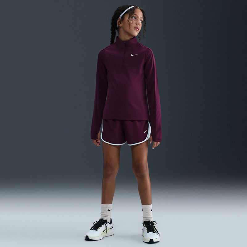 Bluză cu mânecă lungă de antrenament pentru copii Nike Dri-Fit 1/4 Zip bordeaux/white 7