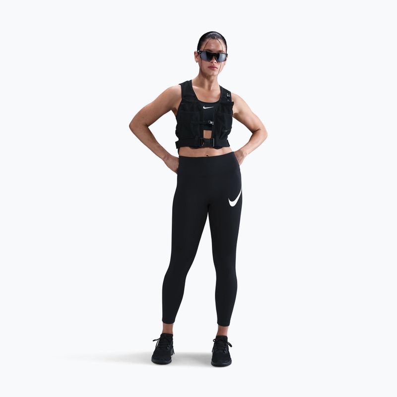 Colanți de alergare pentru femei Nike Tempo Swoosh Run High-Waisted 7/8 black/white 2