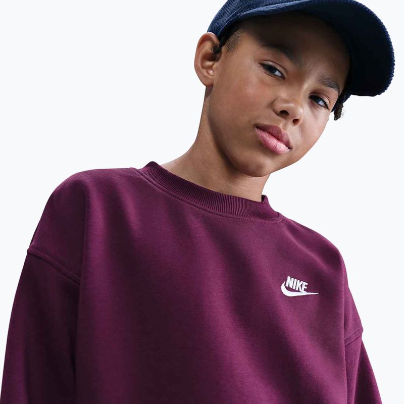 Bluză pentru copii Nike Sportswear Club Fleece burgundy/white 4