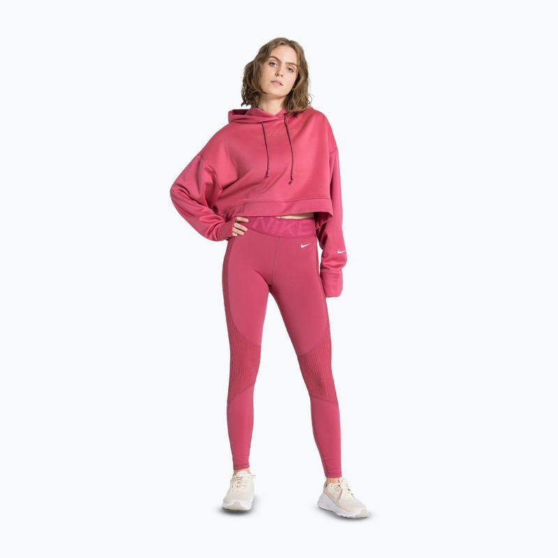 Colanți de antrenament pentru femei Nike Pro High-Waisted sweet beet/white 2