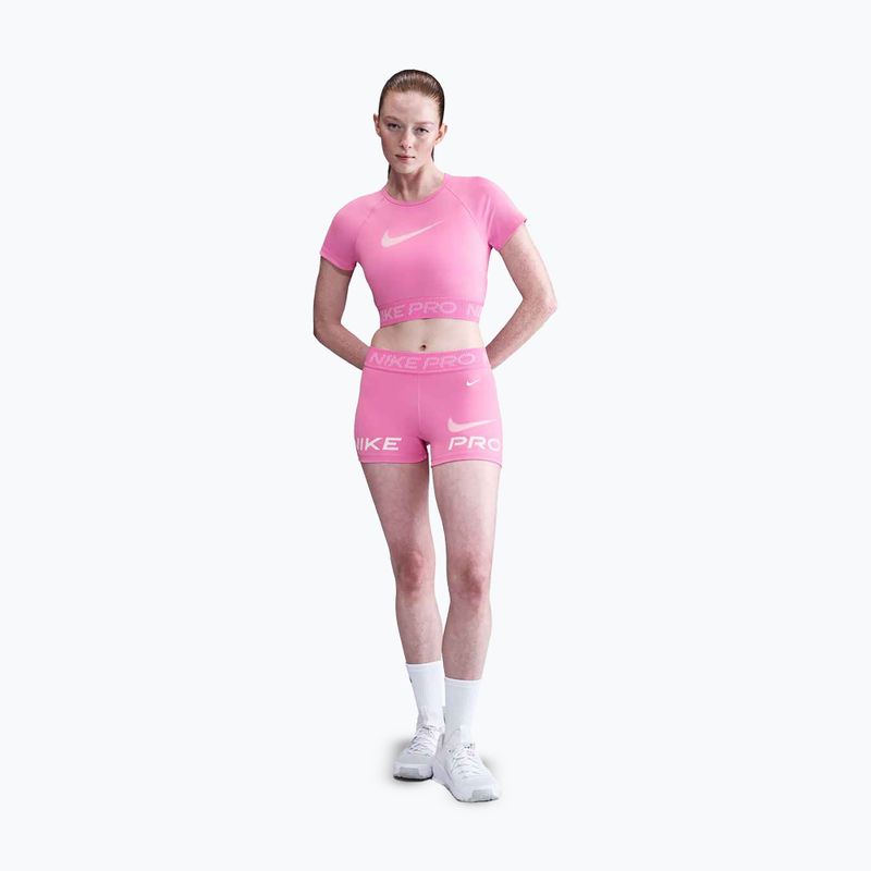 Top de antrenament pentru femei Nike Pro Dri-Fit Graphic Cropped playful pink/pink foam/white 2