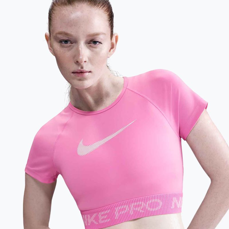 Top de antrenament pentru femei Nike Pro Dri-Fit Graphic Cropped playful pink/pink foam/white 4