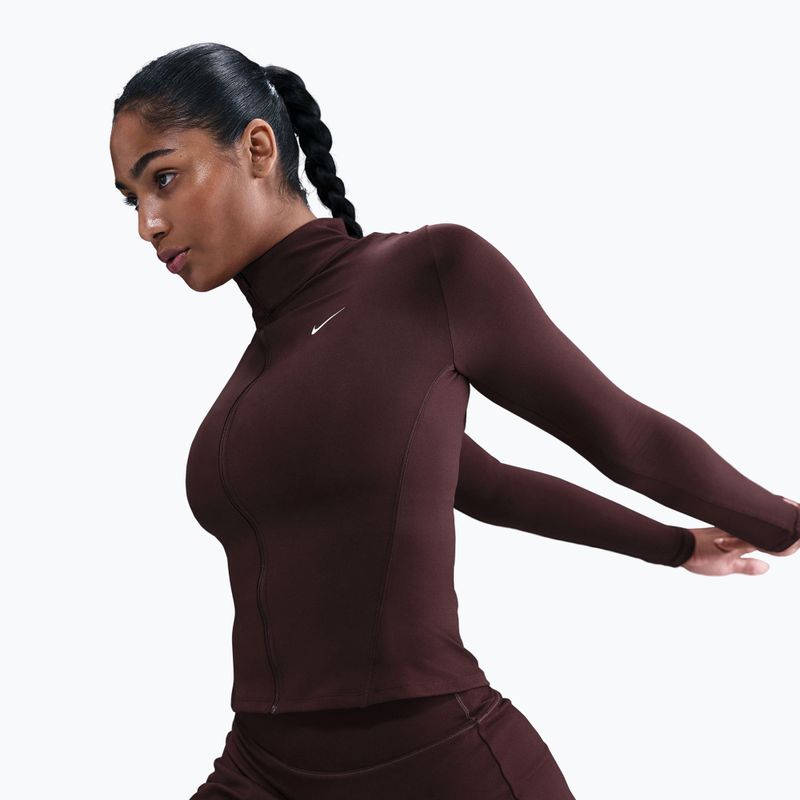 Bluză de antrenament pentru femei Nike One Fitted Dri-Fit Full-Zip burgundy crush/white 4