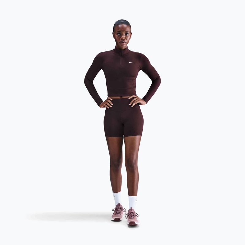Tricou pentru femei Nike One Fitted Dri-Fit 1/4 Zip Mid Layer burgundy crush/white 2