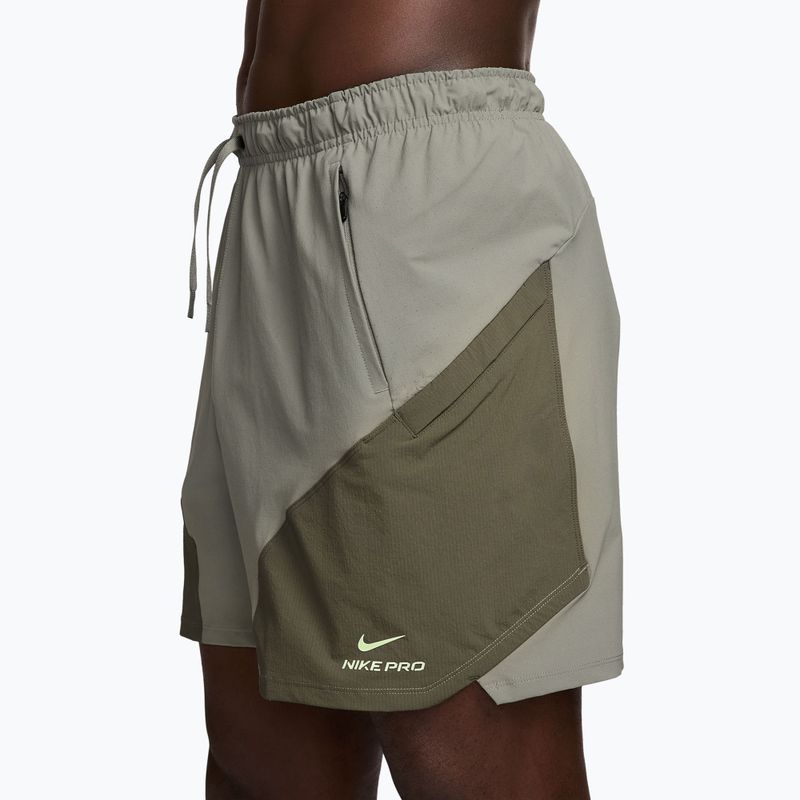 Pantaloni scurți pentru bărbați Nike Pro Training Dri-Fit 6" light army/medium olive/light liquid lime 3