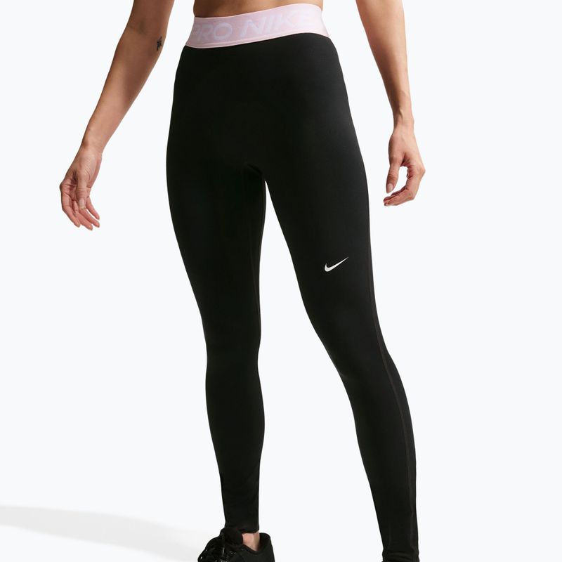 Colanți pentru femei Nike Pro Mid-Rise Full black/pink foam/white