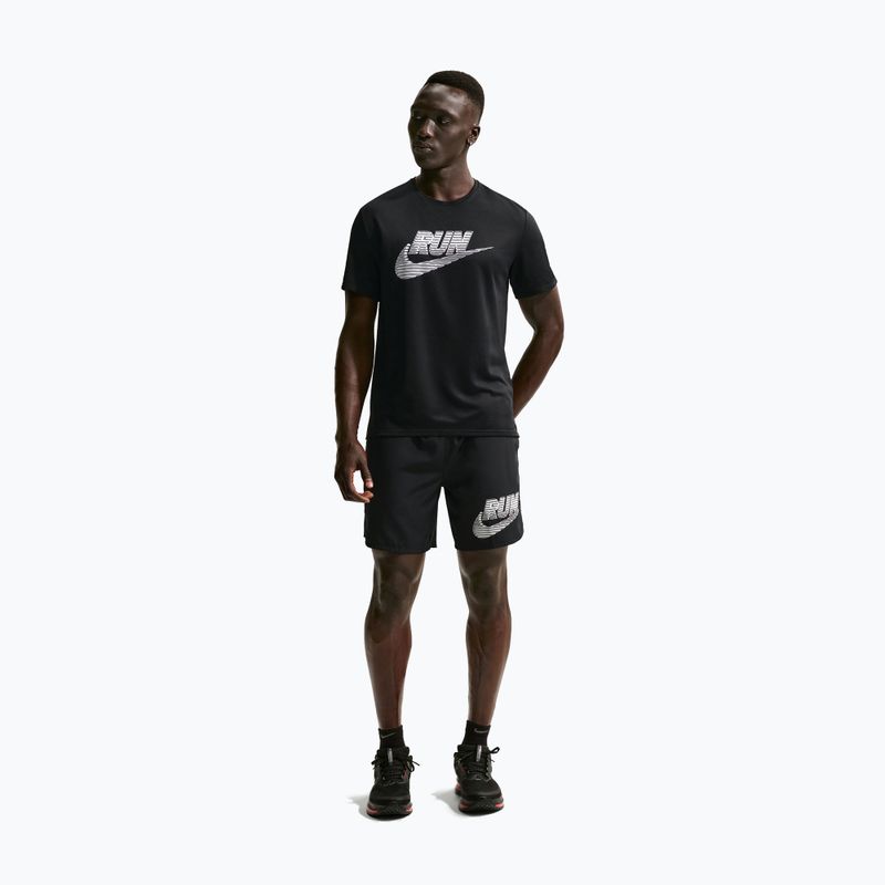 Tricou de alergare pentru bărbați Nike Miler Dri-Fit UV black/white 2
