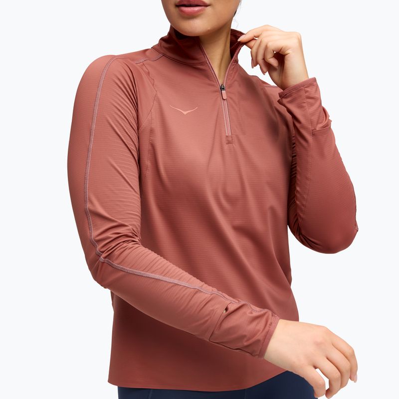 Hanorac de alergare damă HOKA GlideTech Quarter Zip rouge 4