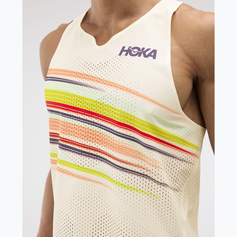 Tricou de alergare pentru bărbați HOKA Race Day Singlet alabaster flare 6