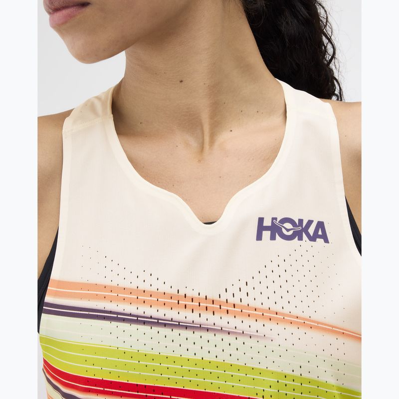 Tricou de alergare pentru femei HOKA Race Day Singlet alabaster flare 4