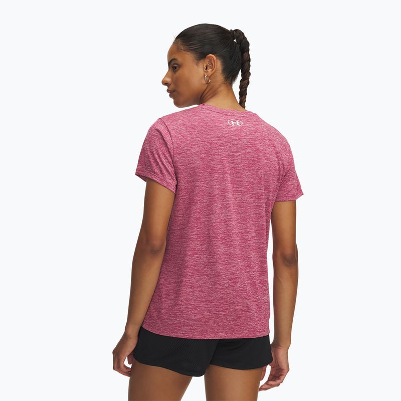 Tricou de antrenament pentru femei Under Armour Tech Twist fuchsia dusk/white 2
