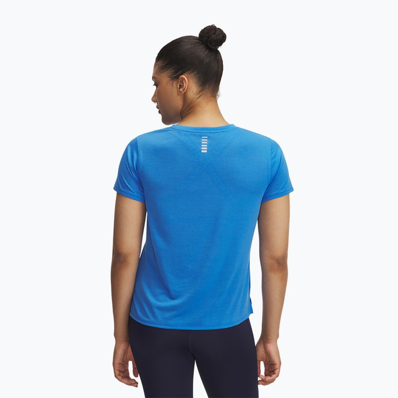 Tricou de alergare pentru femei Under Armour Launch albastru atlantis/reflectorizant 2
