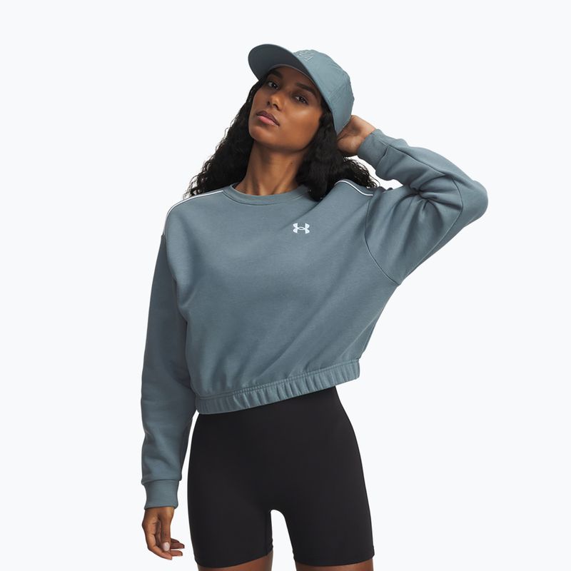 Bluză pentru femei Under Armour Rival Fleece Piped Crew jasper blue/white