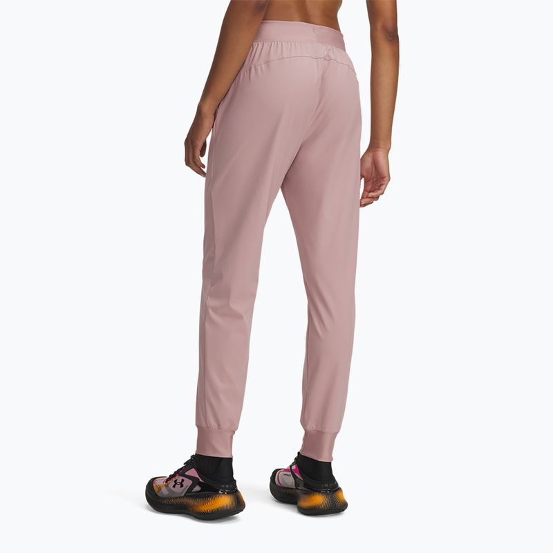 Pantaloni de antrenament pentru femei Under Armour Sport High Rise Woven tourmaline pink/maroon mist 3