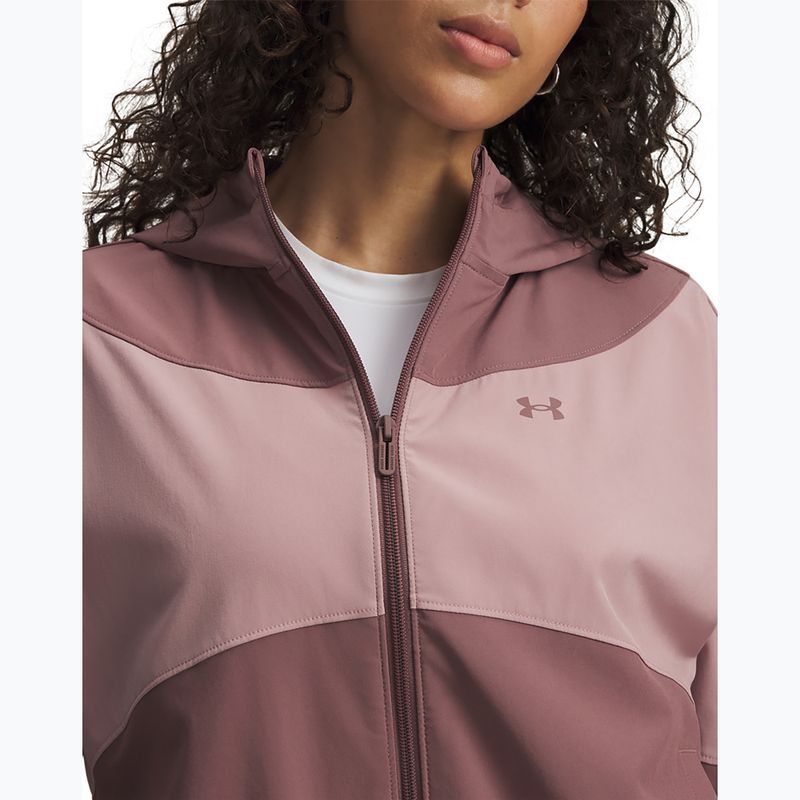 Geacă pentru femei Under Armour Rival Woven Hoody maroon mist tourmaline pink/maroon mist 3