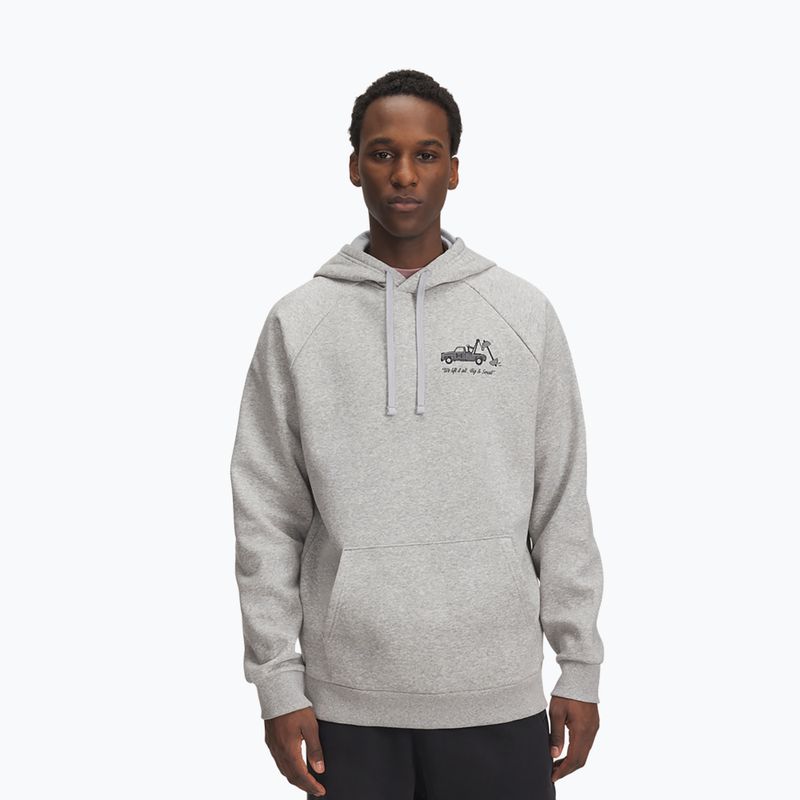 Hanorac pentru bărbați Under Armour Rival Fleece HBR Logo Hoodie mod gray light heather/castlerock