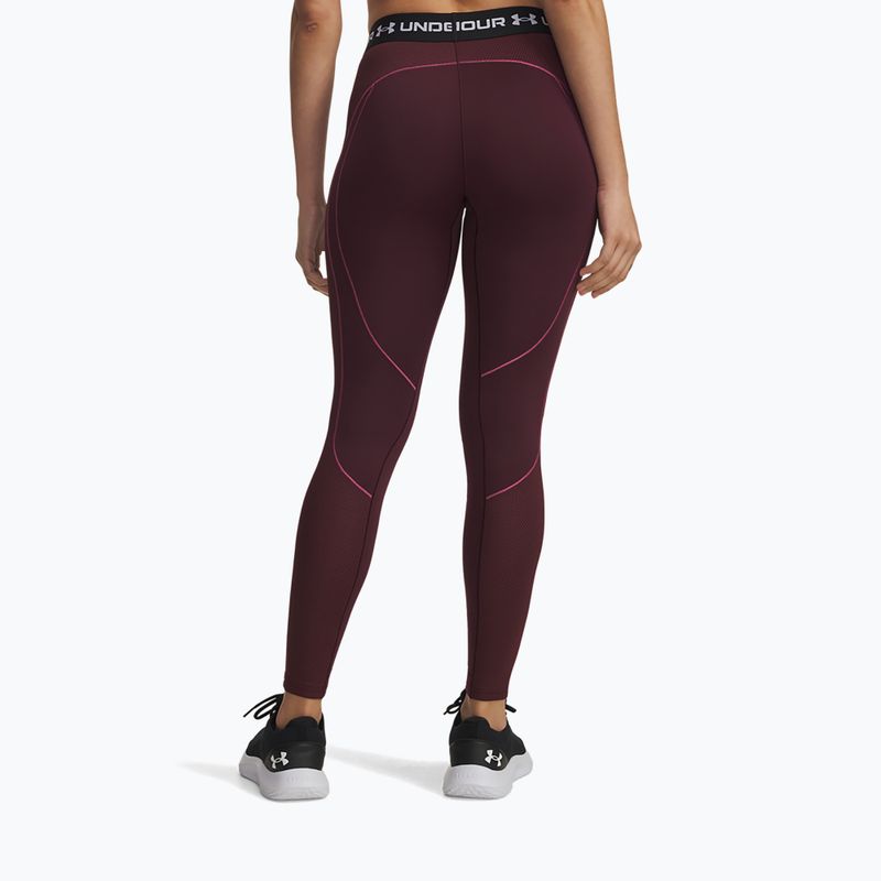 Colanți de antrenament pentru femei Under Armour ColdGear Textured dark maroon/fuchsia dusk/white 3