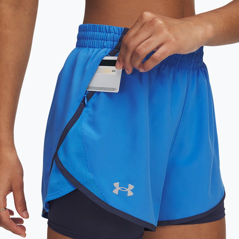 Pantaloni scurți de alergare pentru femei Under Armour Fly By 2in1 Atlantis Blue/Washed Navy/Reflective 4